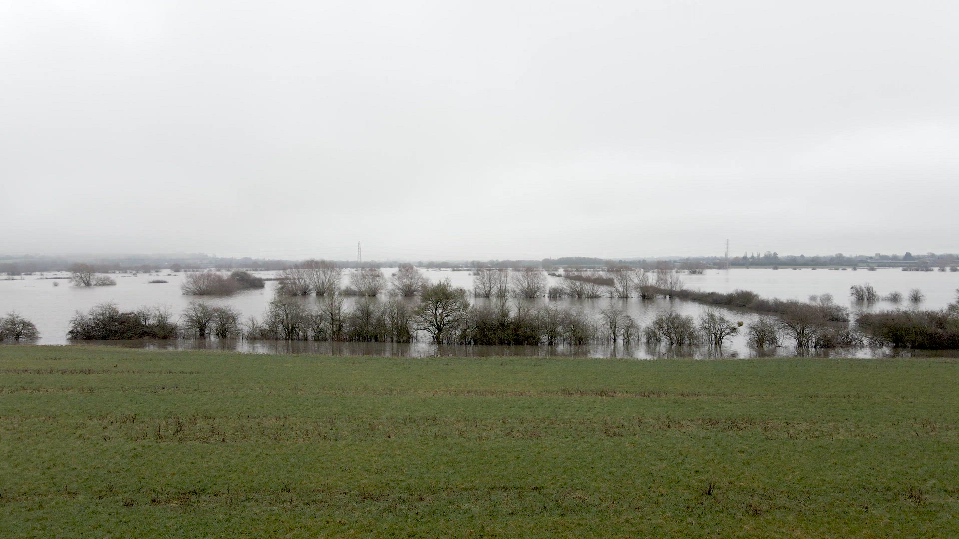 Flooding in the UK Showing Large Areas of the Countryside Flooded in the Winter