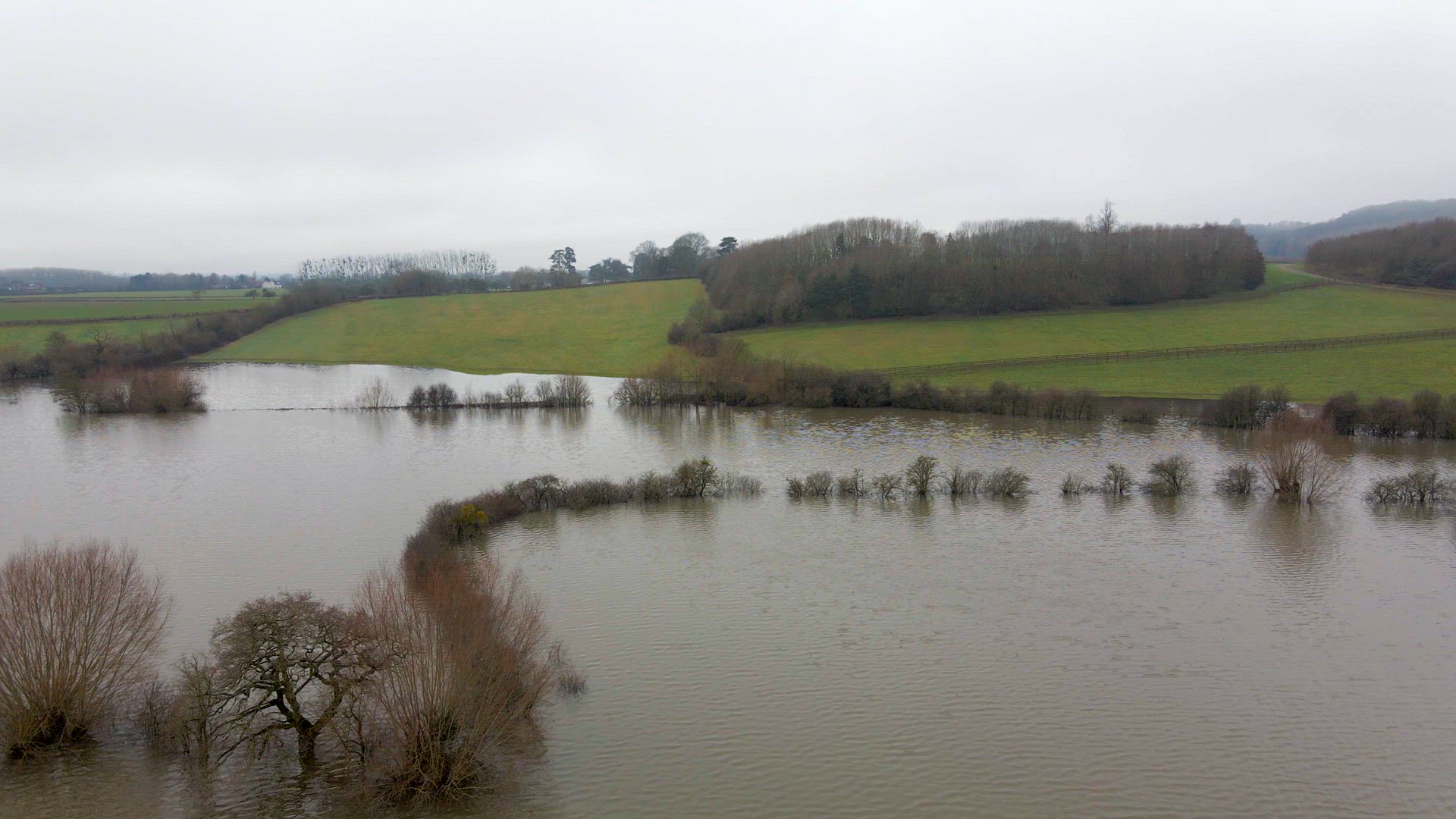 Flooding in the UK Showing Large Areas of the Countryside Flooded in the Winter