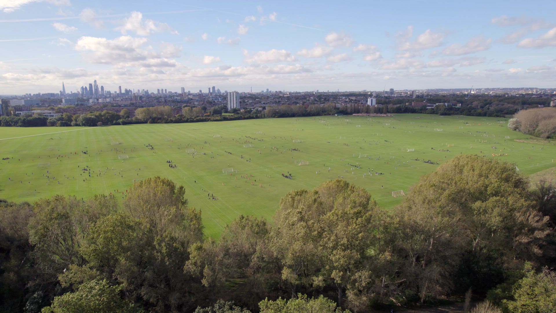 Sunday League Football Matches Taking Place at Hackney Marshes in London