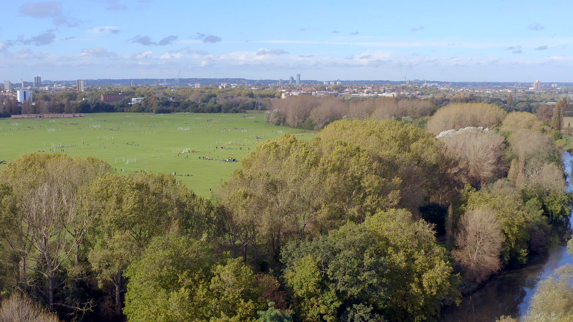 Sunday League Football Matches Taking Place at Hackney Marshes in London