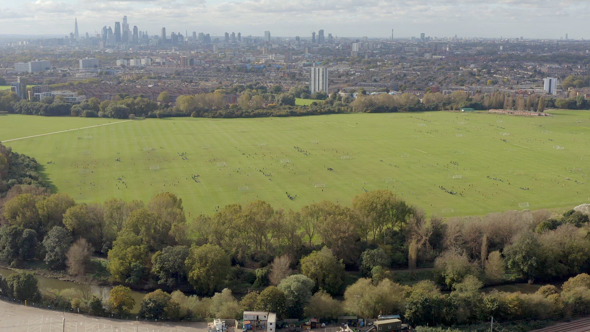 Sunday League Football Matches Taking Place at Hackney Marshes in London