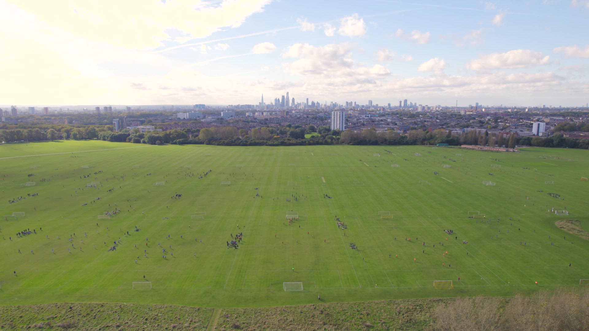 Sunday League Football Matches Taking Place at Hackney Marshes in London