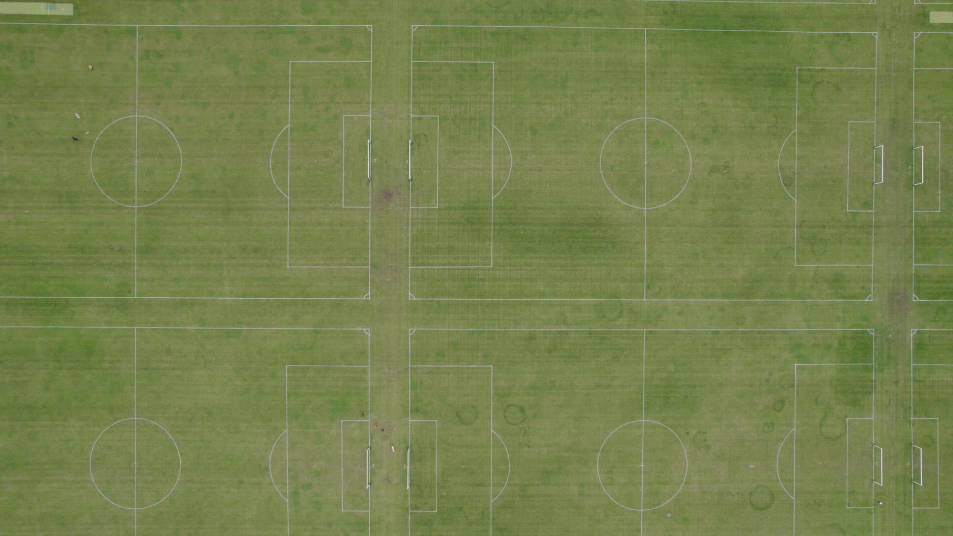 Aerial View of the Empty Football Pitches at Hackney Marshes in London