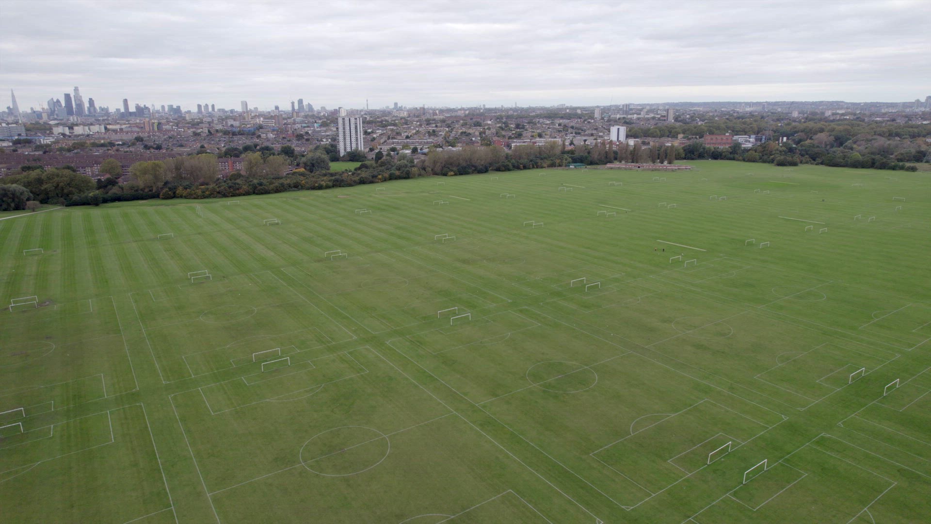 Football Pitches at Hackney Marshes in London