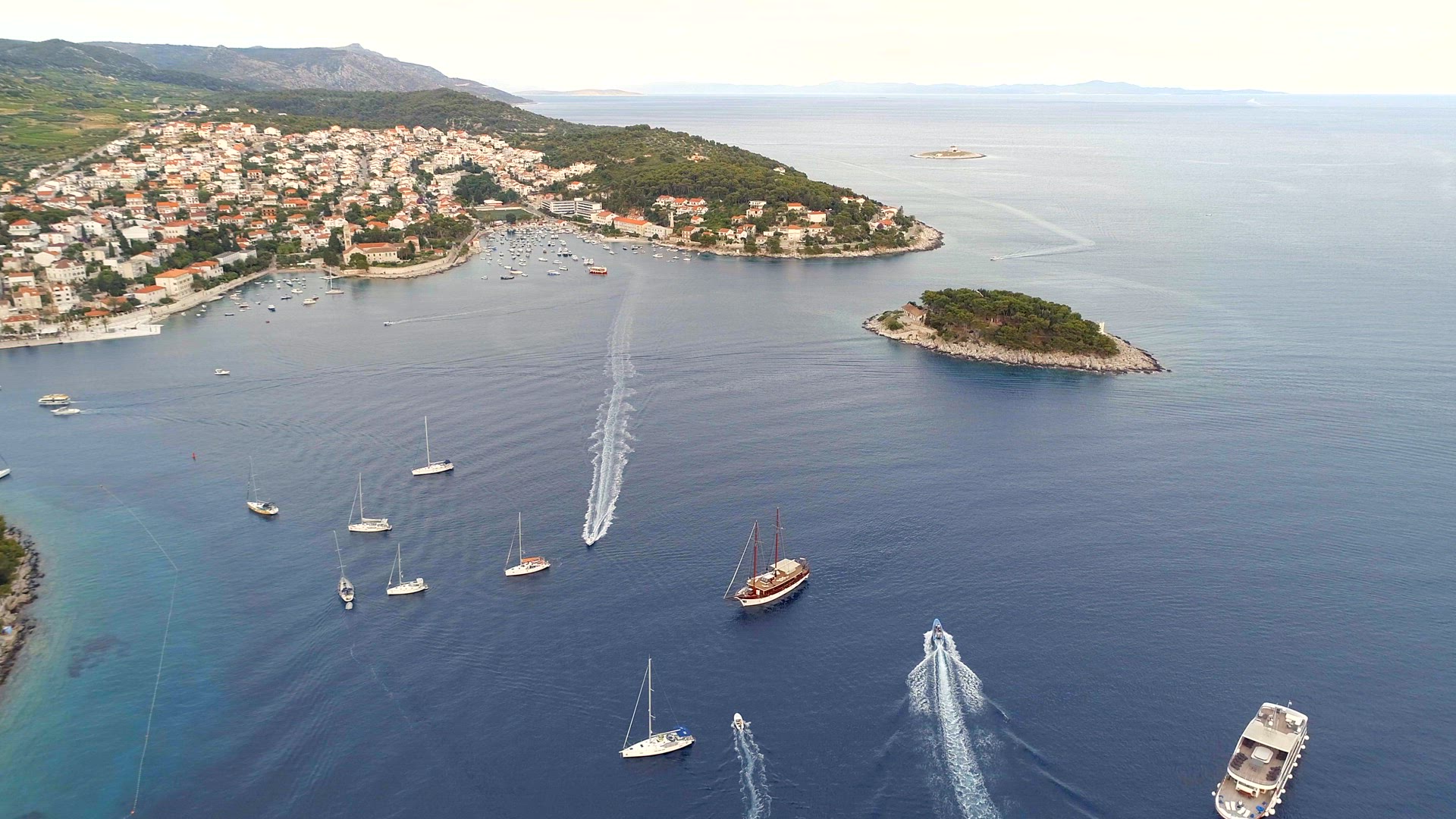 Port of Hvar in Croatia Aerial View