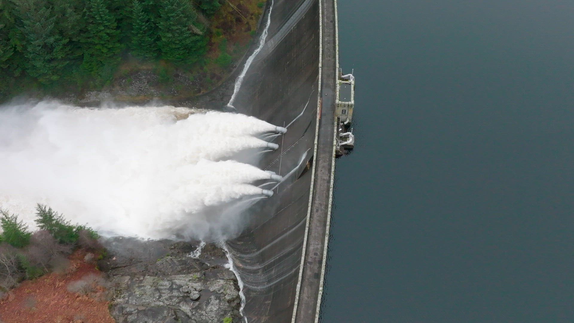 Water Being Pumped Through a Hydroelectric Dam