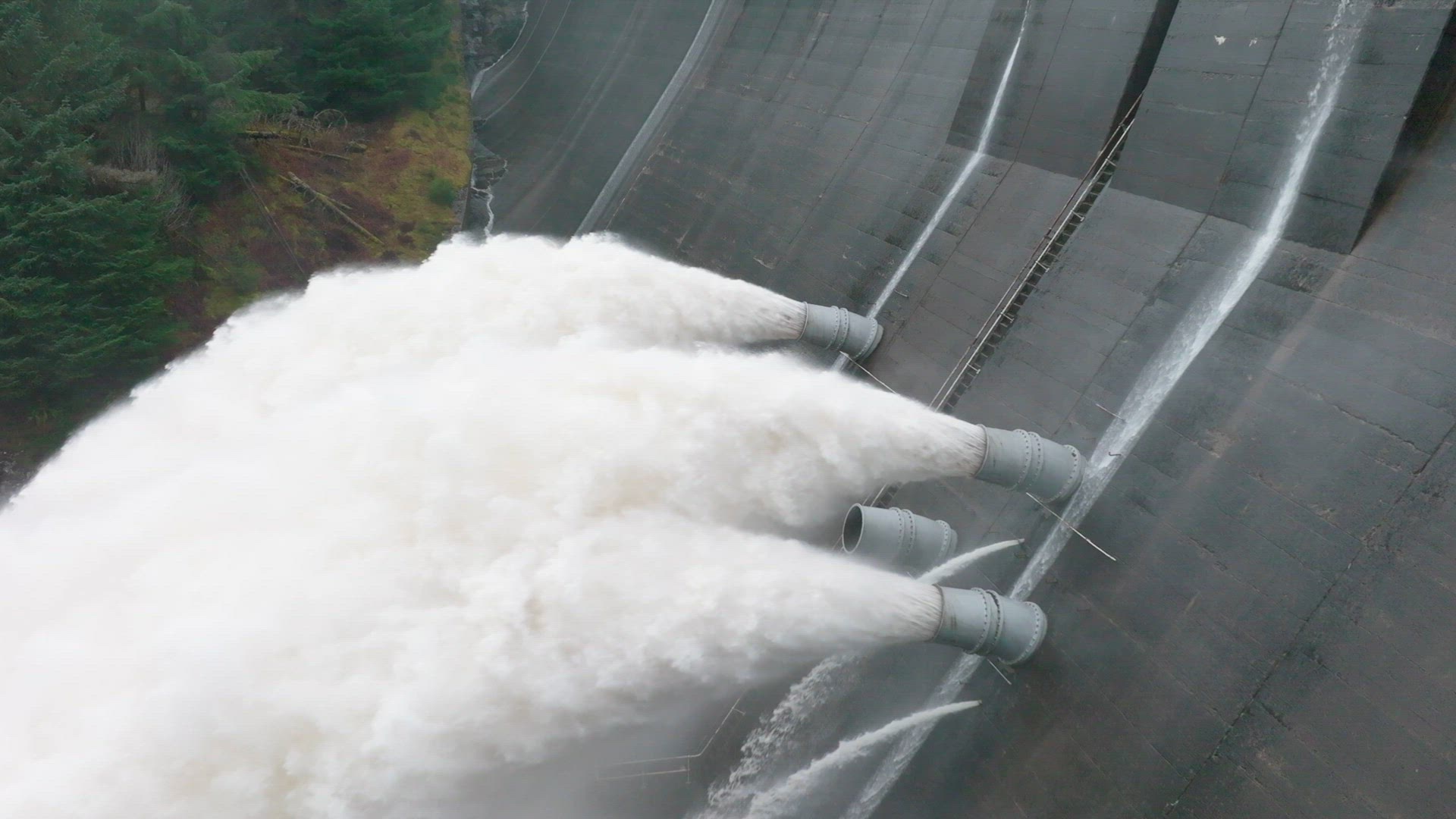 Water Being Pumped Through a Hydroelectric Dam