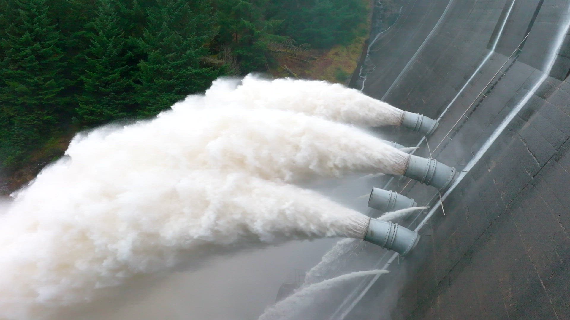 Water Being Pumped Through a Hydroelectric Dam