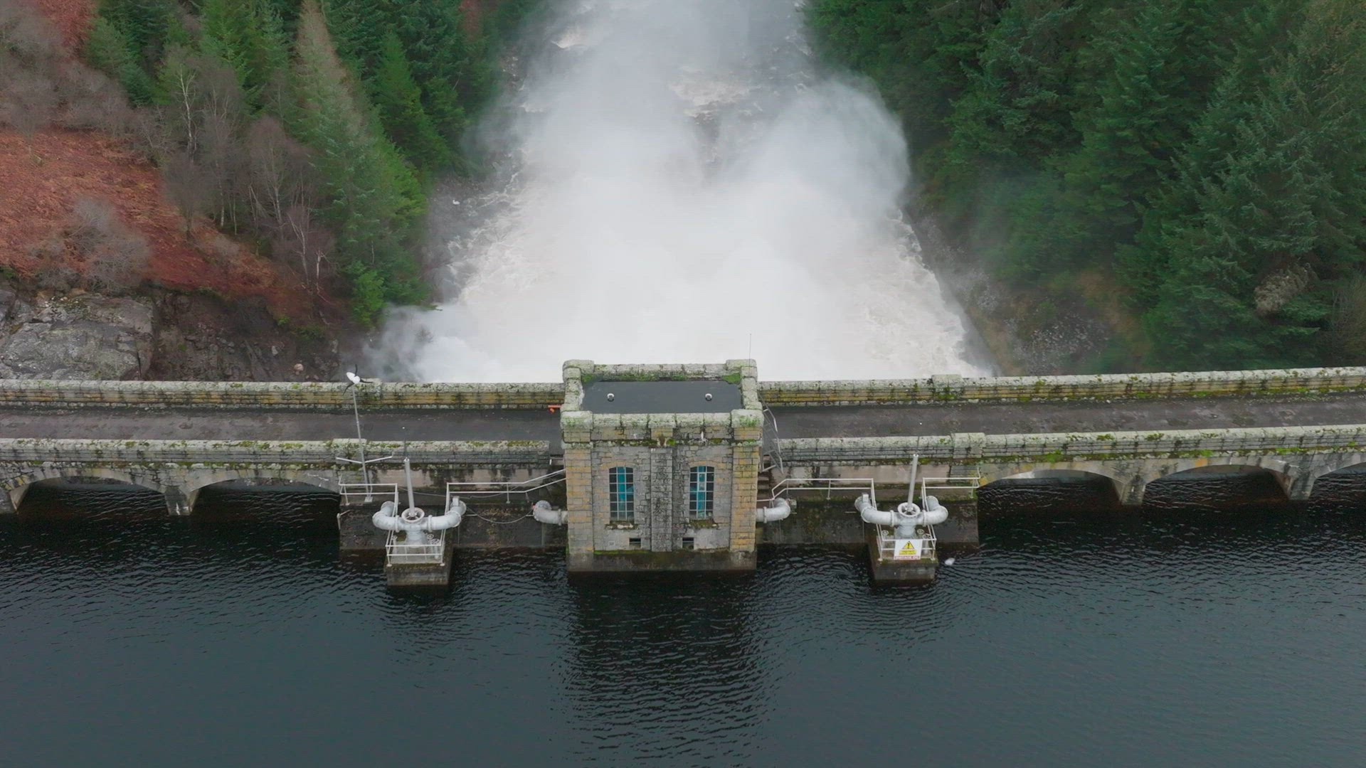 Water Being Pumped Through a Gravity Fed Hydroelectric Dam