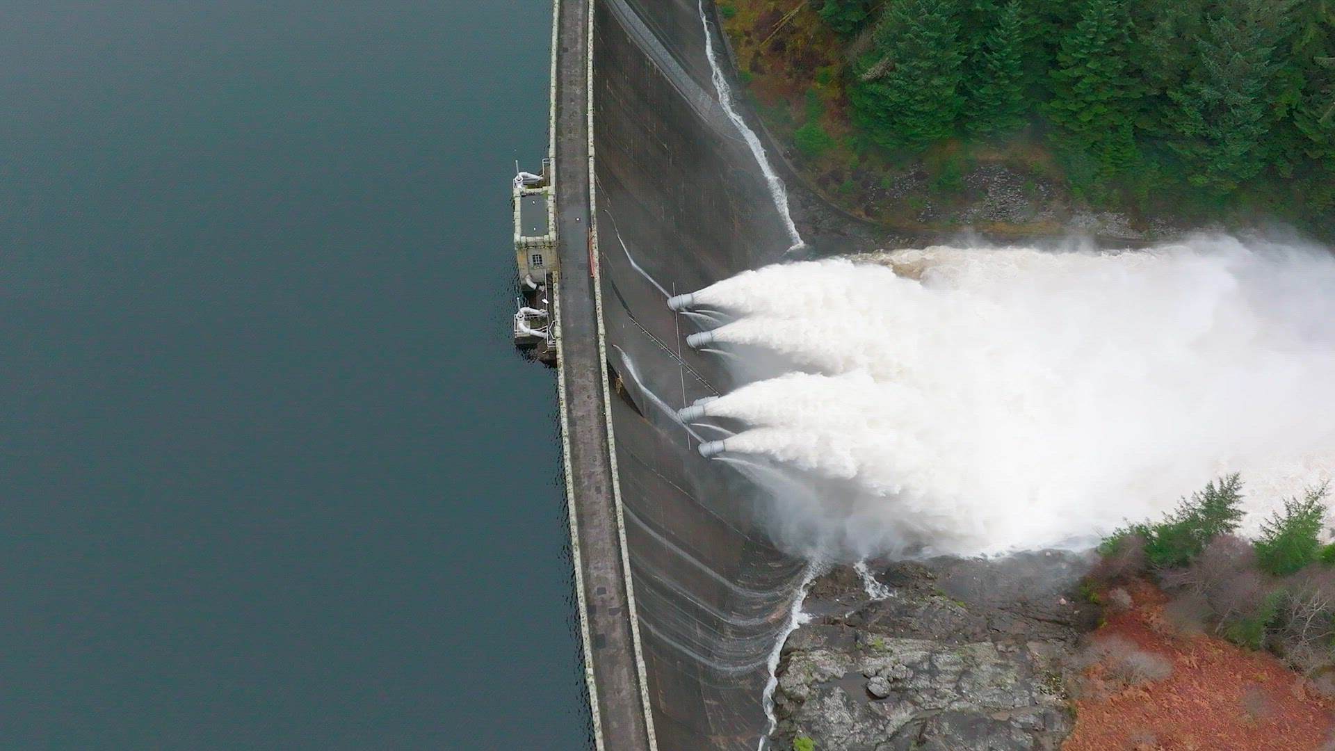 Hydroelectric Power Station Pumping Water Through a Dam Slow Motion