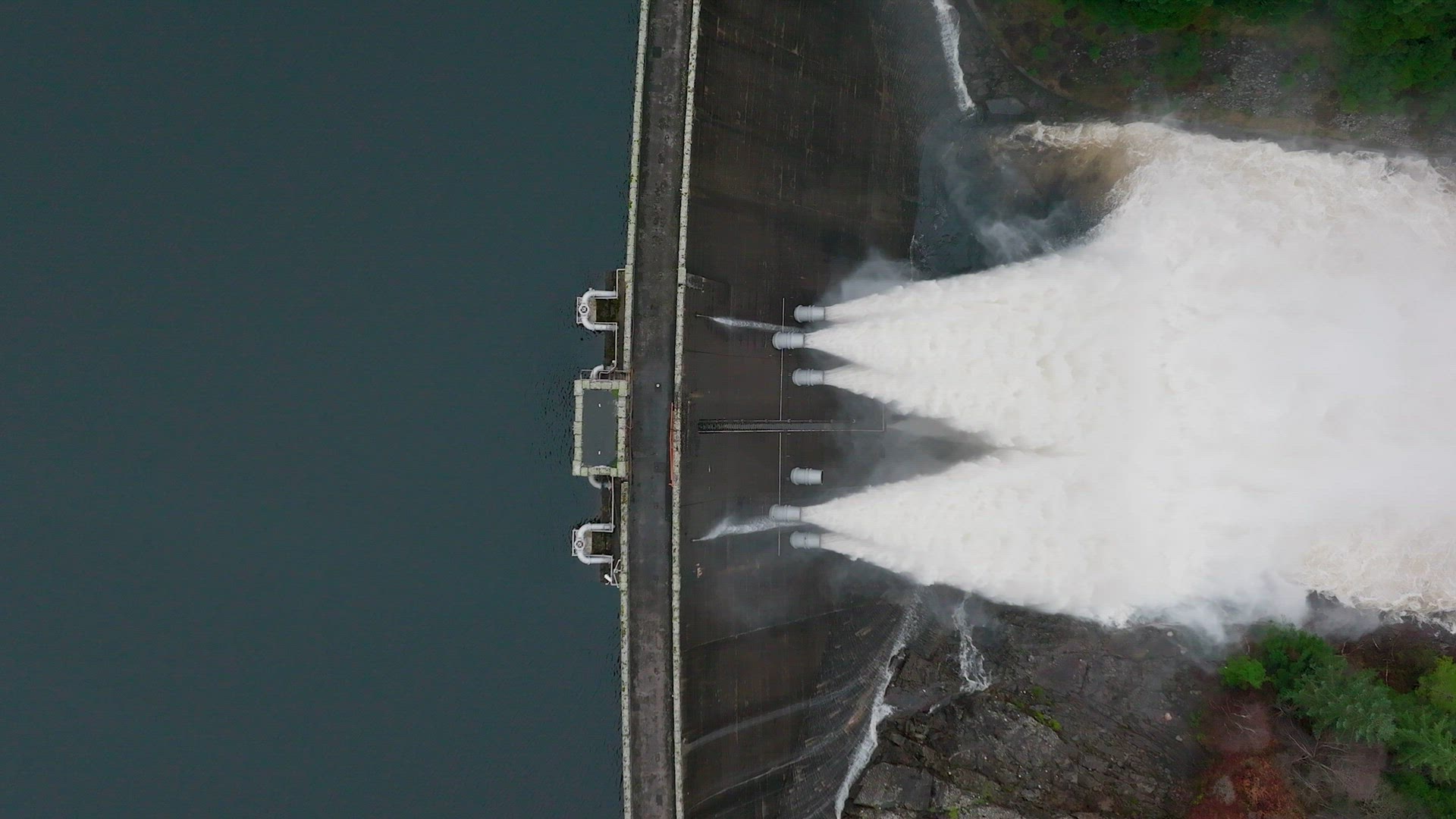 Hydroelectric Power Station Pumping Water Through a Dam Slow Motion