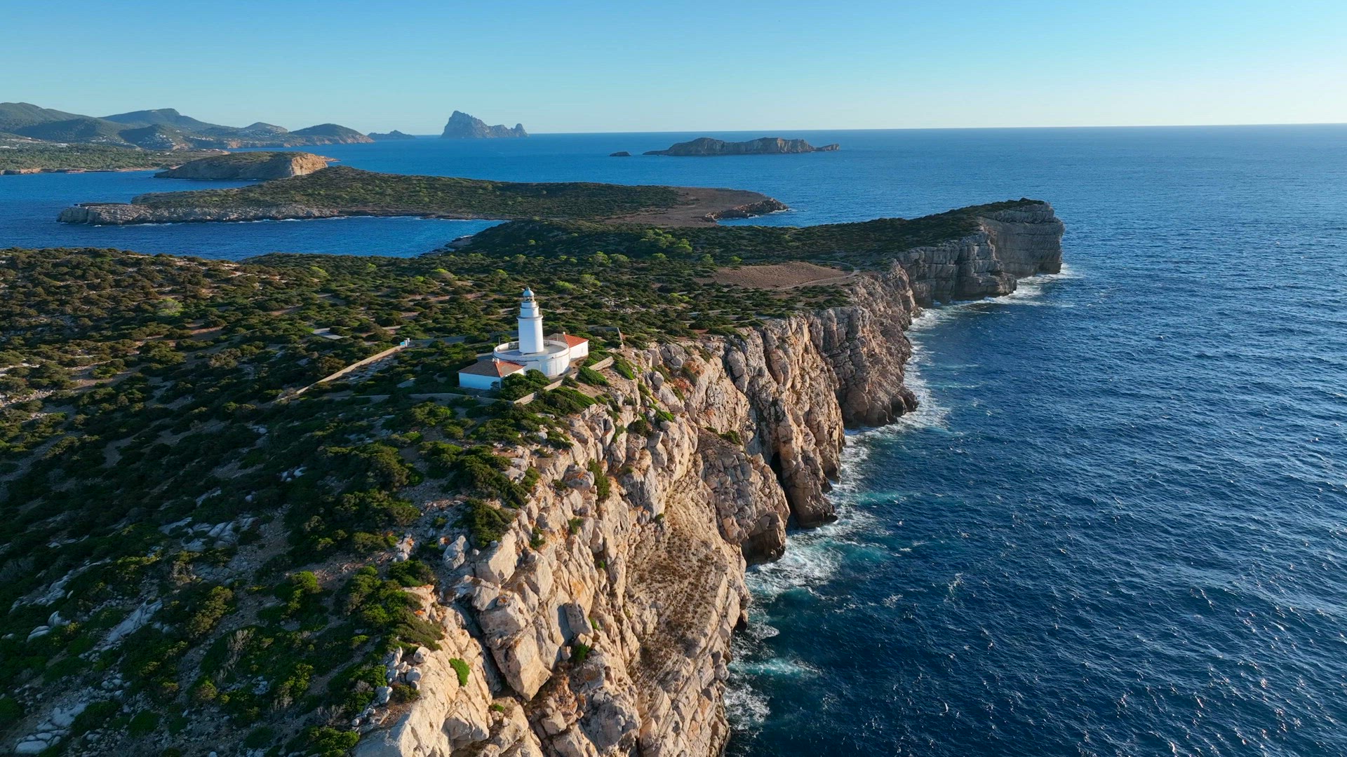 Lighthouse on Illa Sa Conillera Island in Ibiza