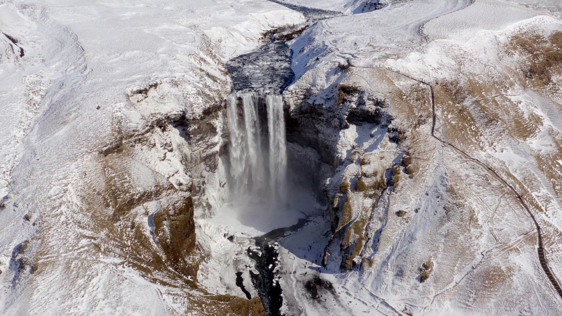 Skogafoss Waterfall one of Iceland's Iconic Landmarks and Tourist Attraction
