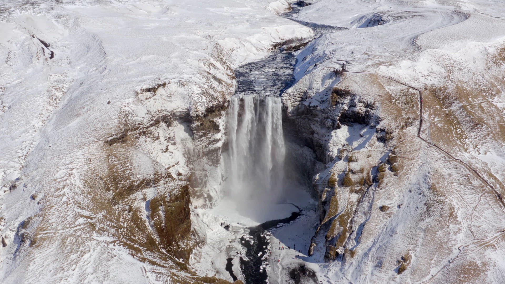 Skogafoss Waterfall one of Iceland's Iconic Landmarks and Tourist Attraction