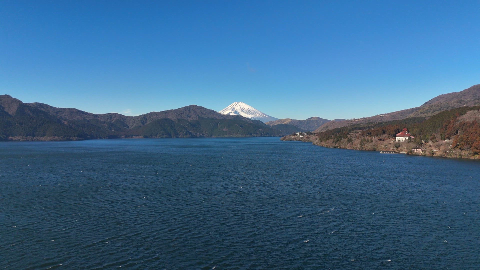 Lake Ashi and Mount Fuji Aerial View