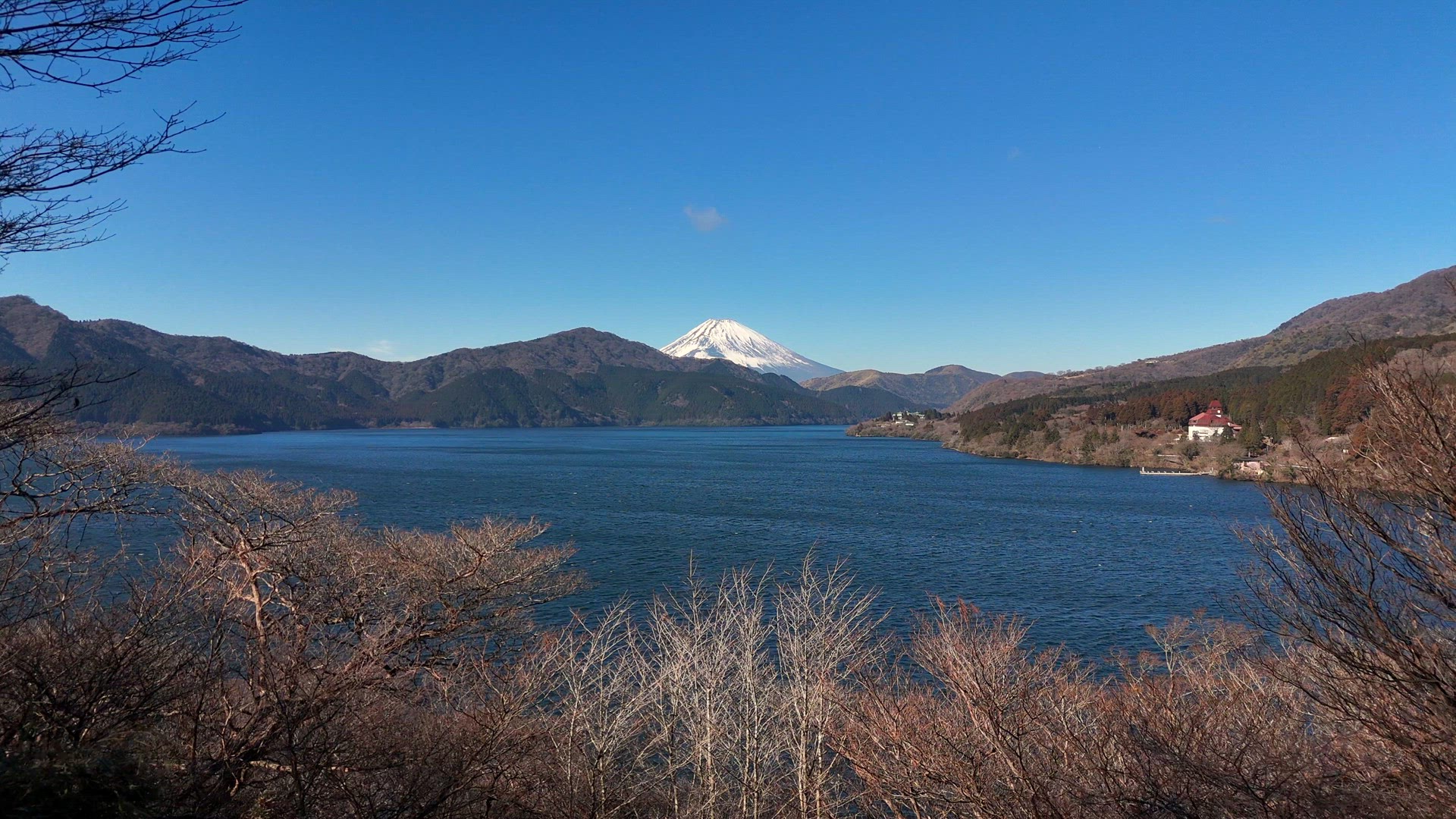 Lake Ashi and Mount Fuji Aerial View