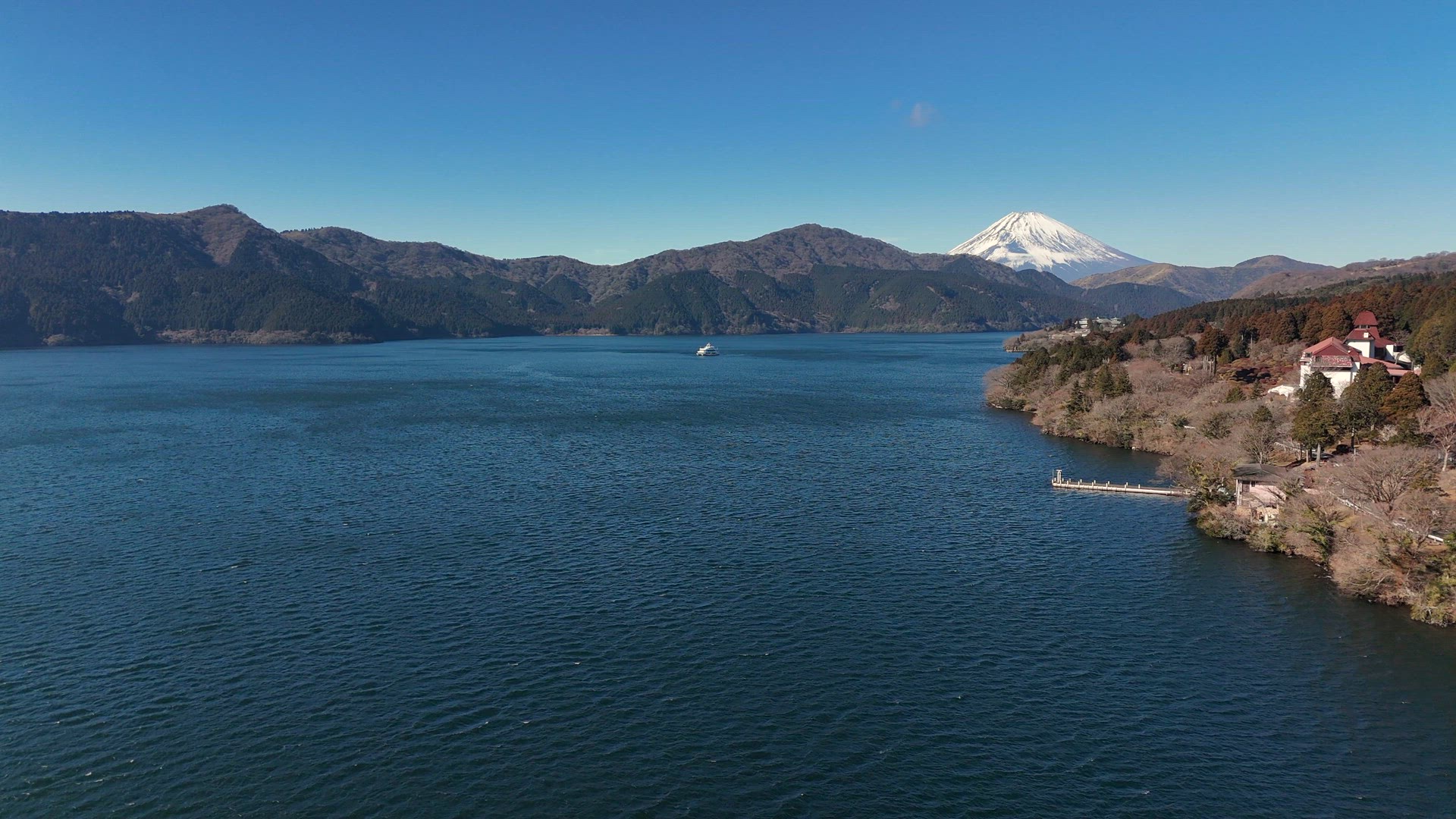 Lake Ashi and Mount Fuji Aerial View