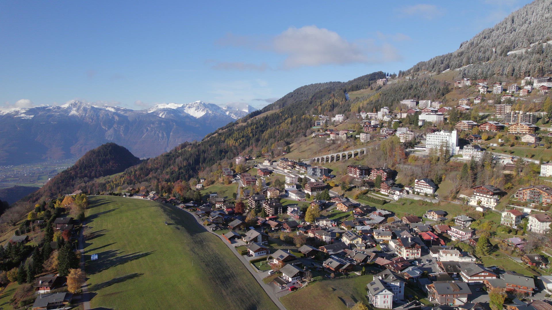 Aerial Views of the Municipality of Leysin in Aigle Switzerland
