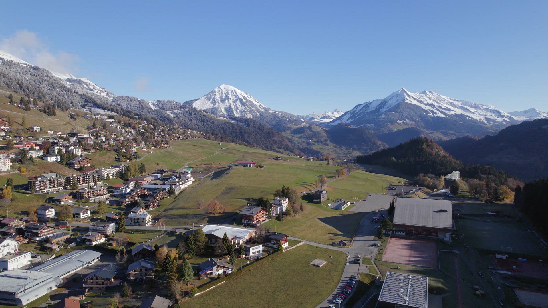 Aerial Views of the Municipality of Leysin in Aigle Switzerland
