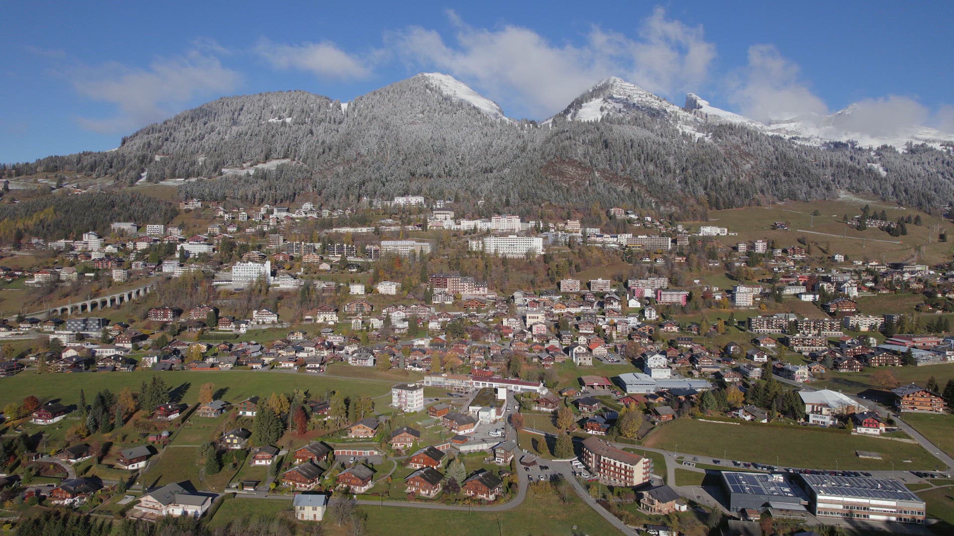 Aerial Views of the Municipality of Leysin in Aigle Switzerland