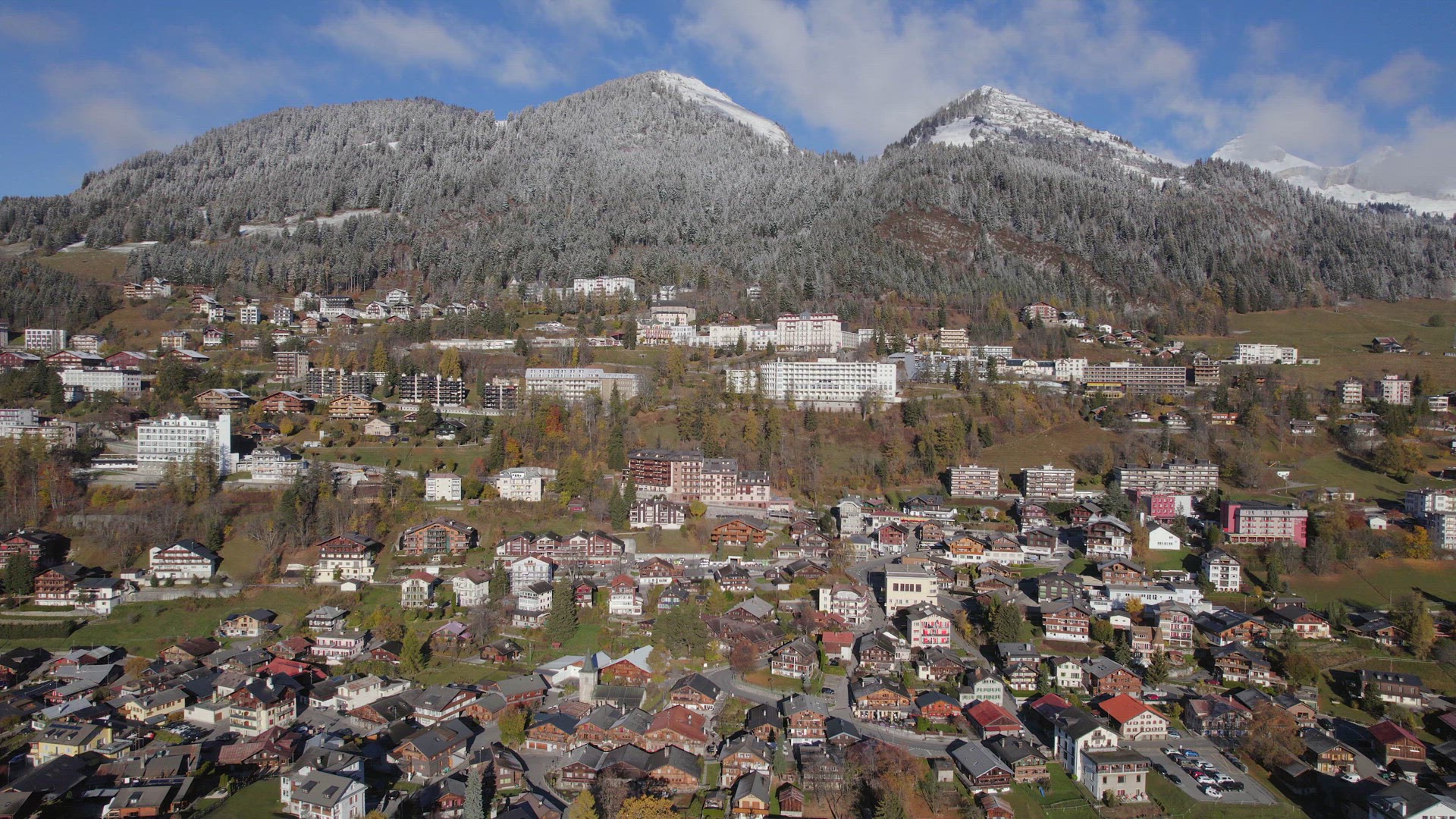 Aerial Views of the Municipality of Leysin in Aigle Switzerland