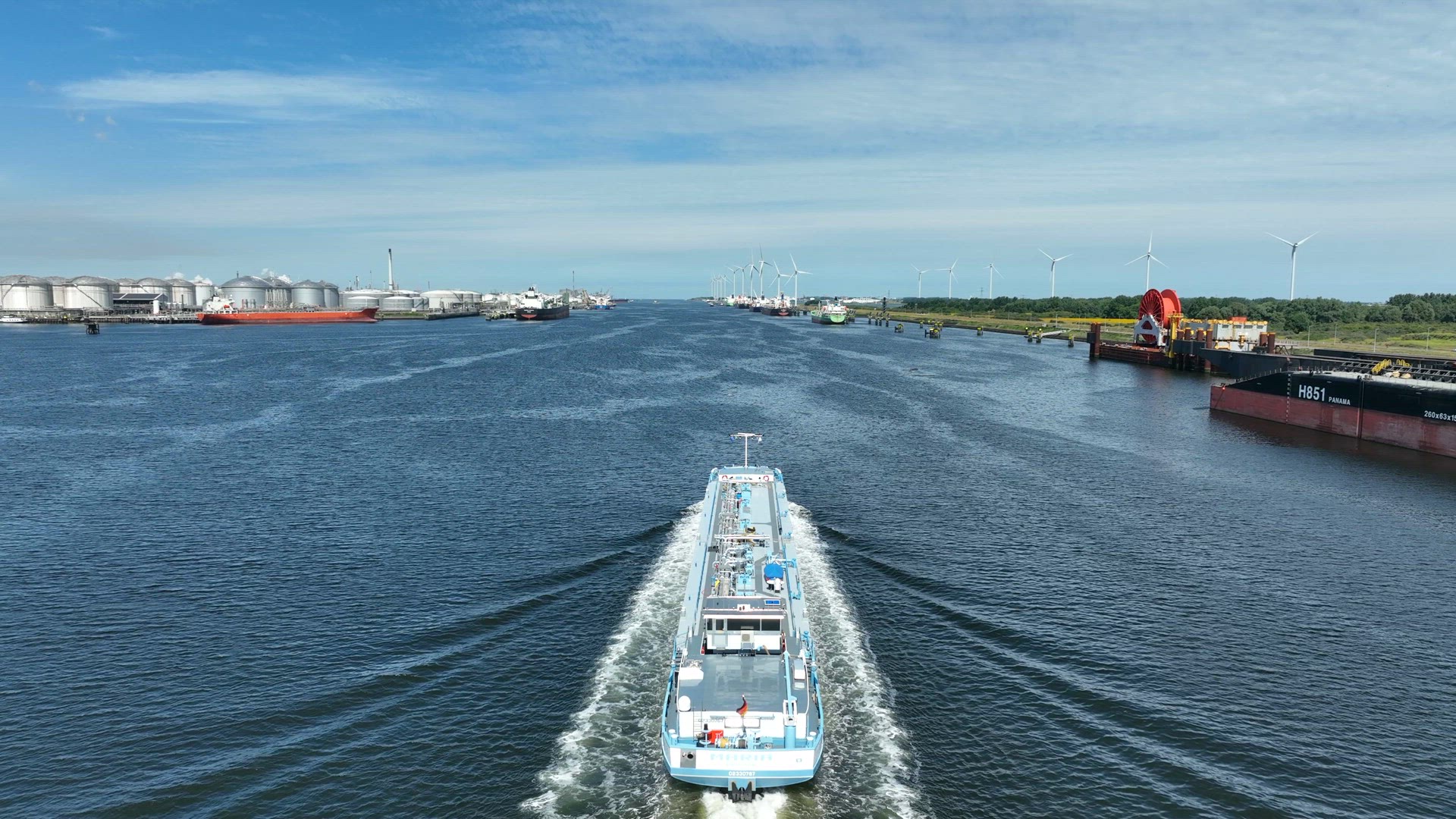 Liquid Cargo Tanker Ship Transporting Petrochemicals Through the Rotterdam Port