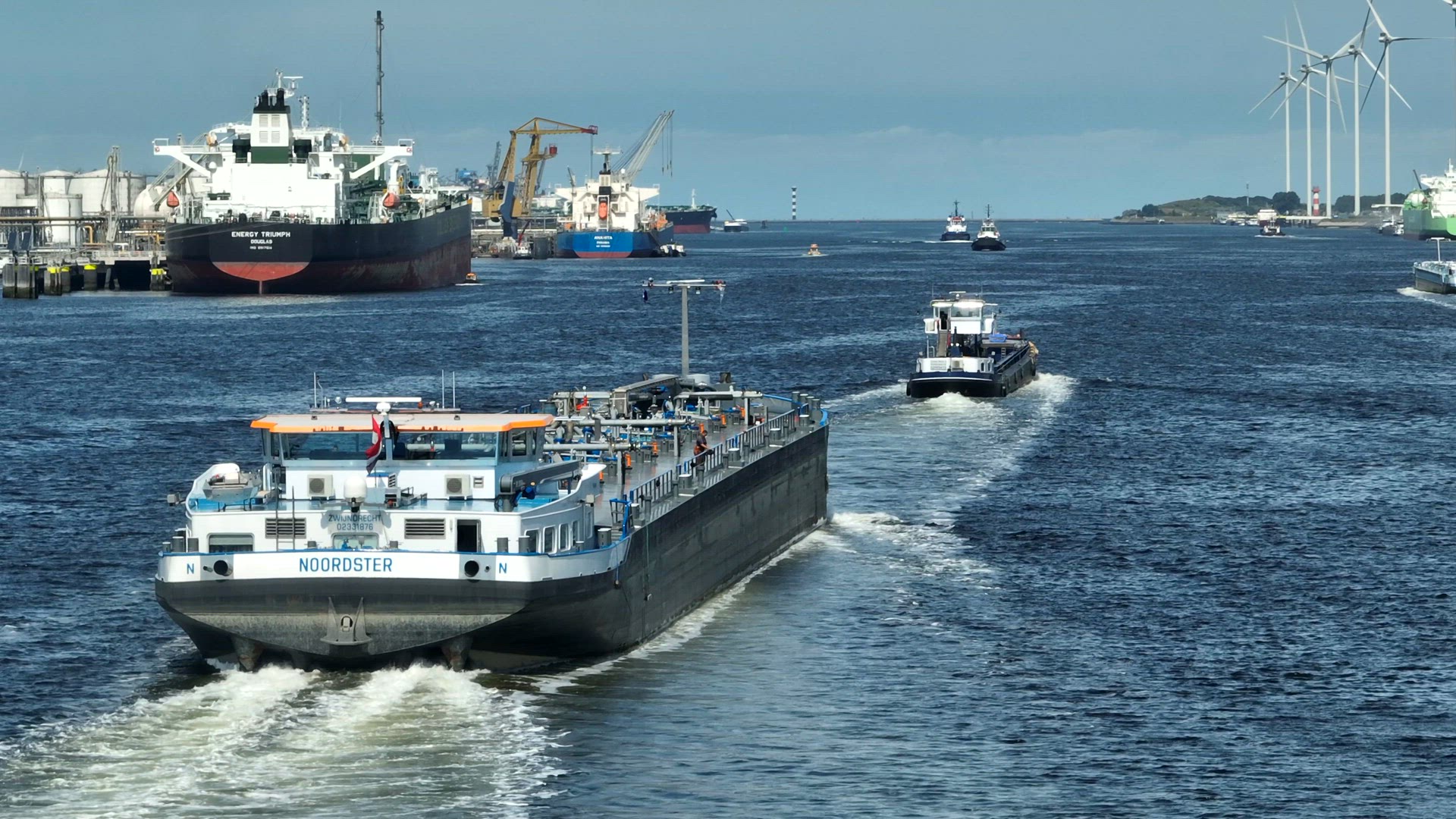 Liquid Cargo Tanker Ship Transporting Petrochemicals Through the Rotterdam Port