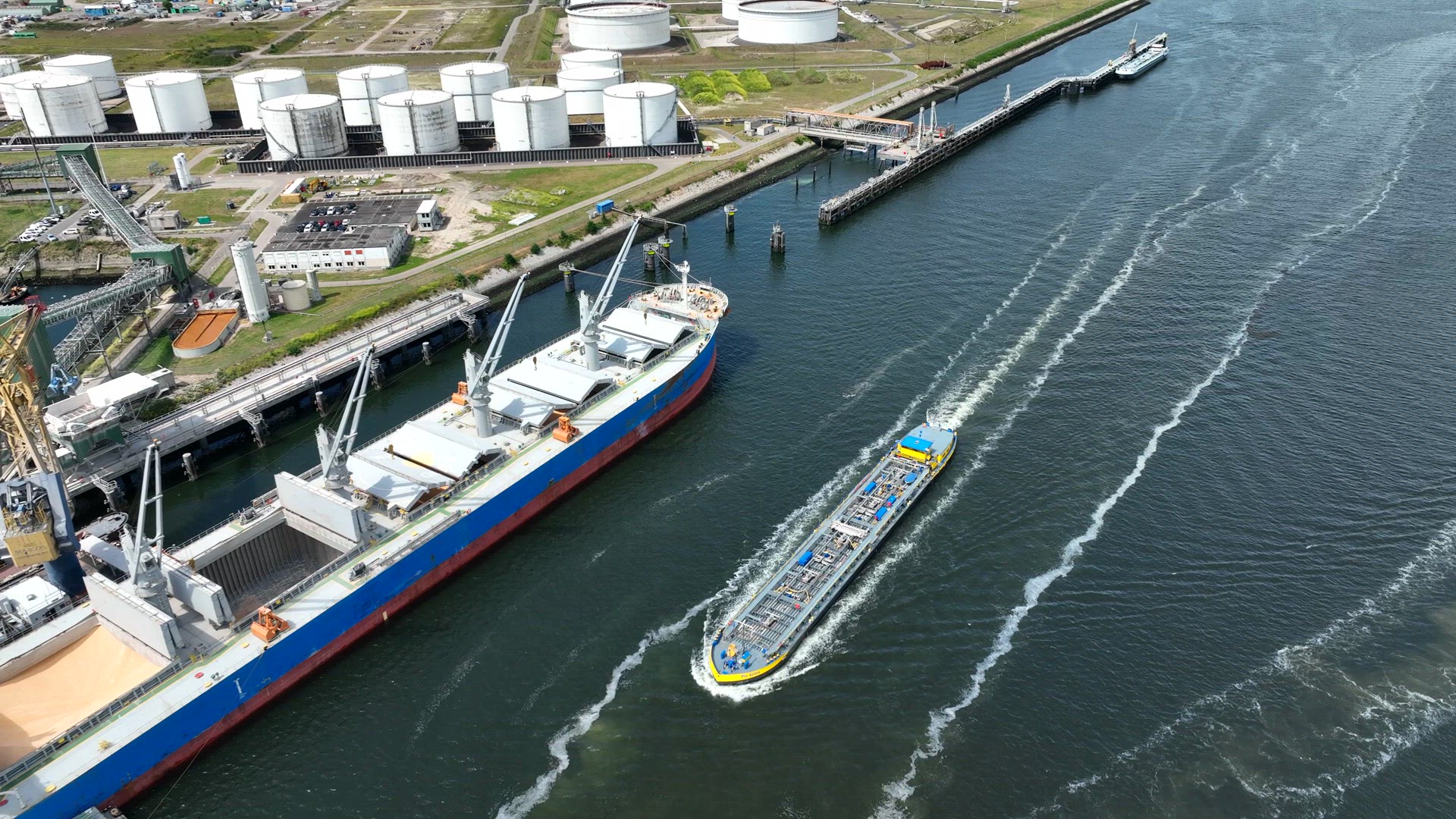 Liquid Cargo Tanker Vessel Transporting Cargo Through the Rotterdam Port
