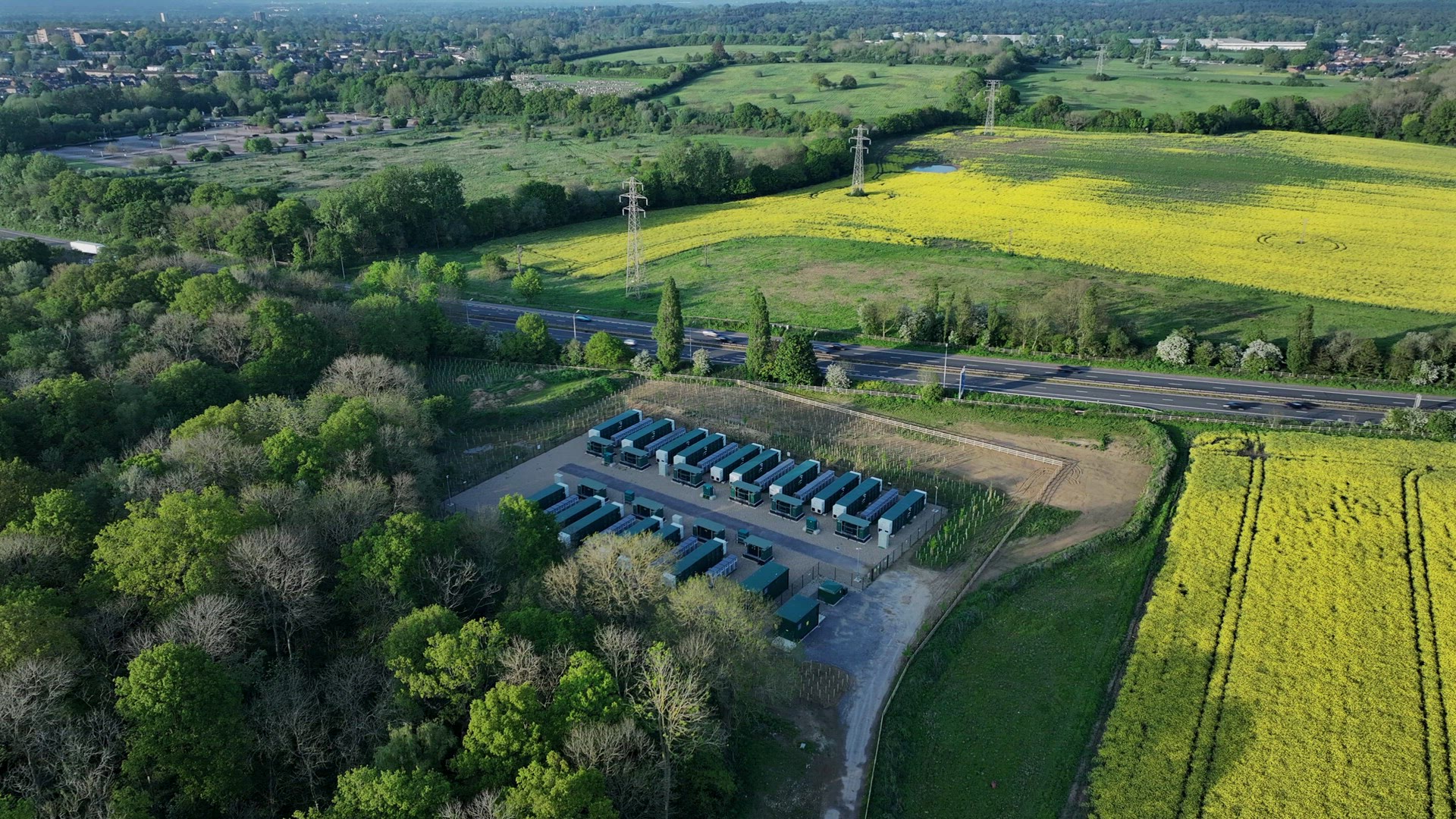 Power Grid Lithium Energy Storage Facility Aerial View