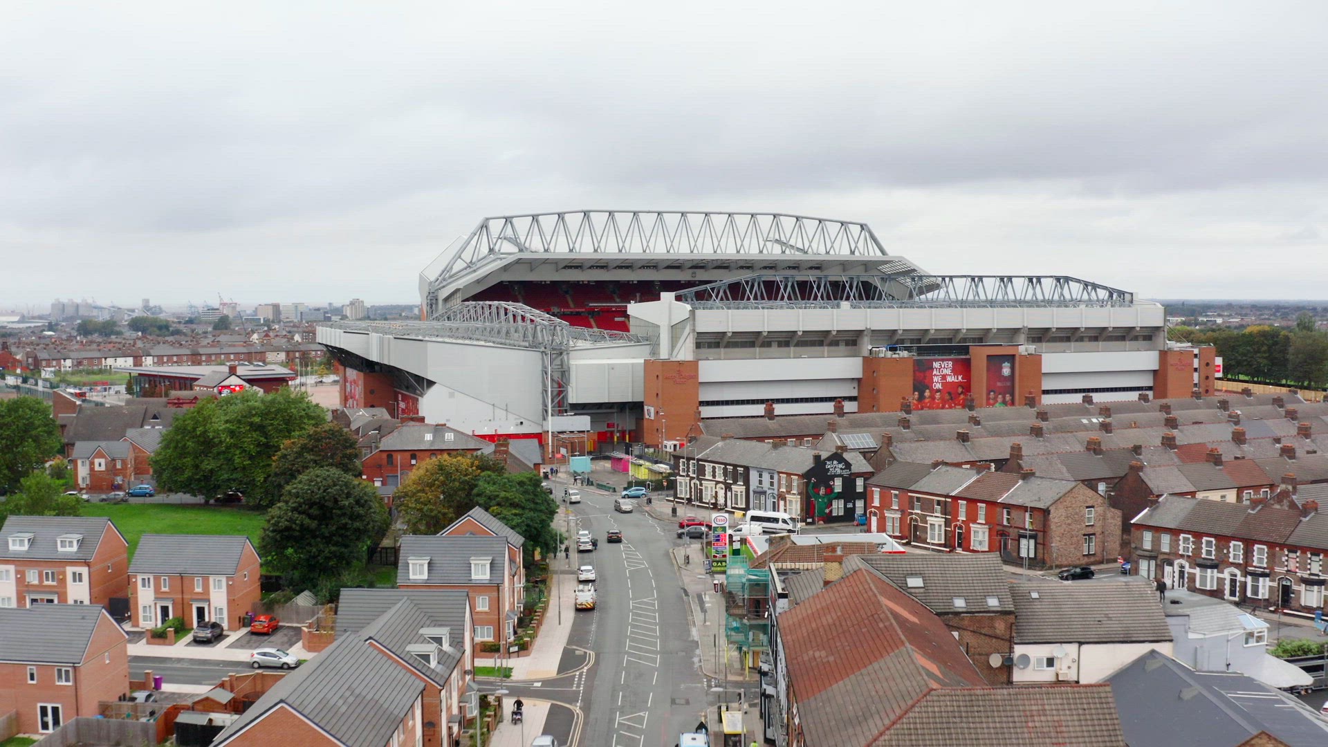 Houses and Streets Leading to Anfield in Liverpool