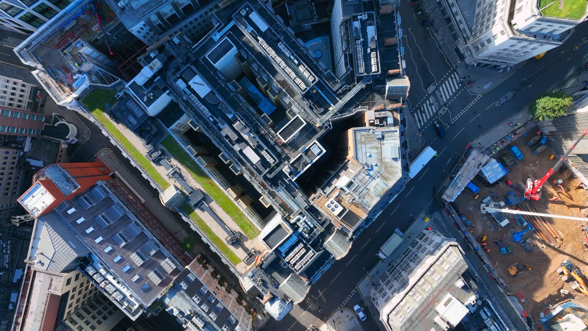 London Streets Roads and Buildings Bird's Eye Aerial View