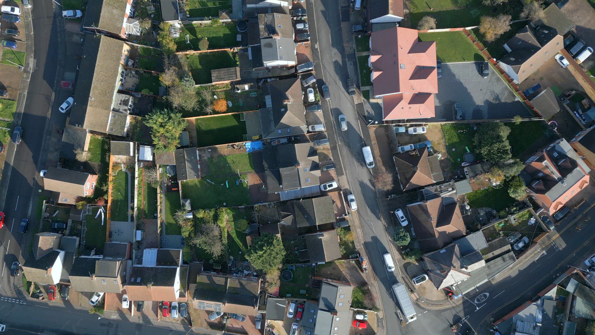 The Streets and Houses of Luton in England Bird's Eye View
