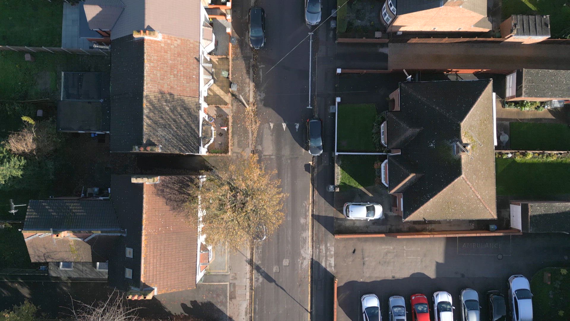 Streets of Luton in the UK Showing Houses and Roads Aerial View