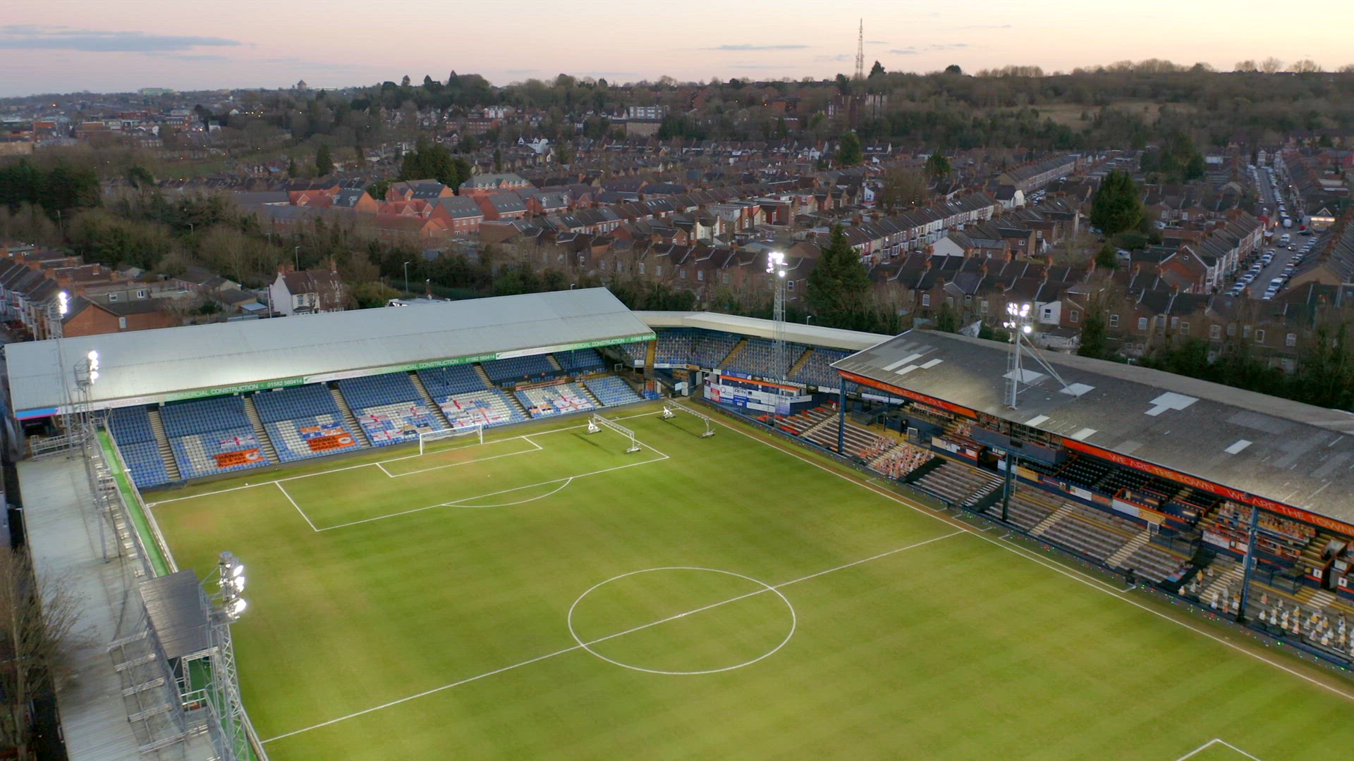 Luton Town Football Club Kenilworth Road Stadium Low Aerial View