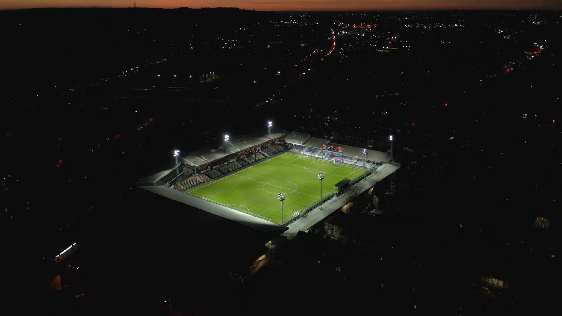 Luton Town Football Club Kenilworth Road Stadium at Night