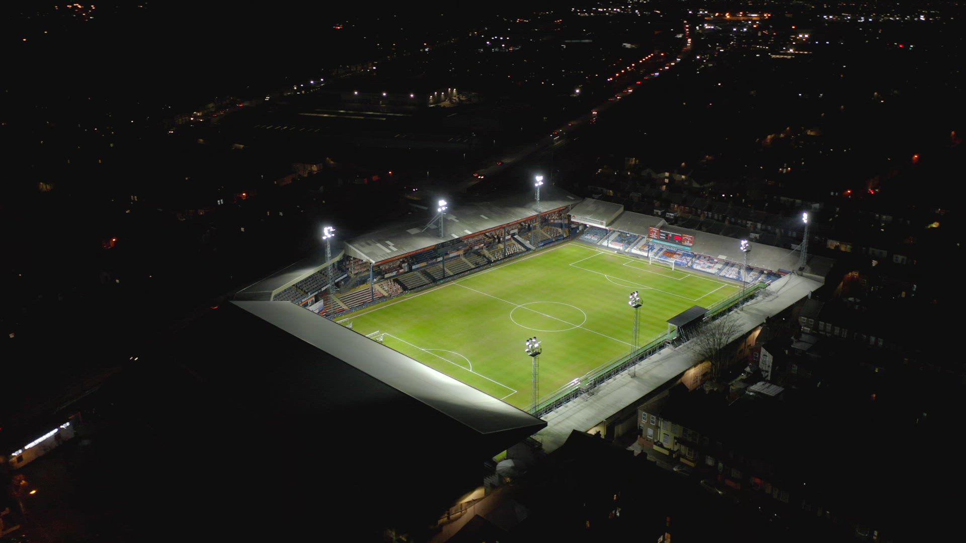 Luton Town Football Club Kenilworth Road Stadium at Night