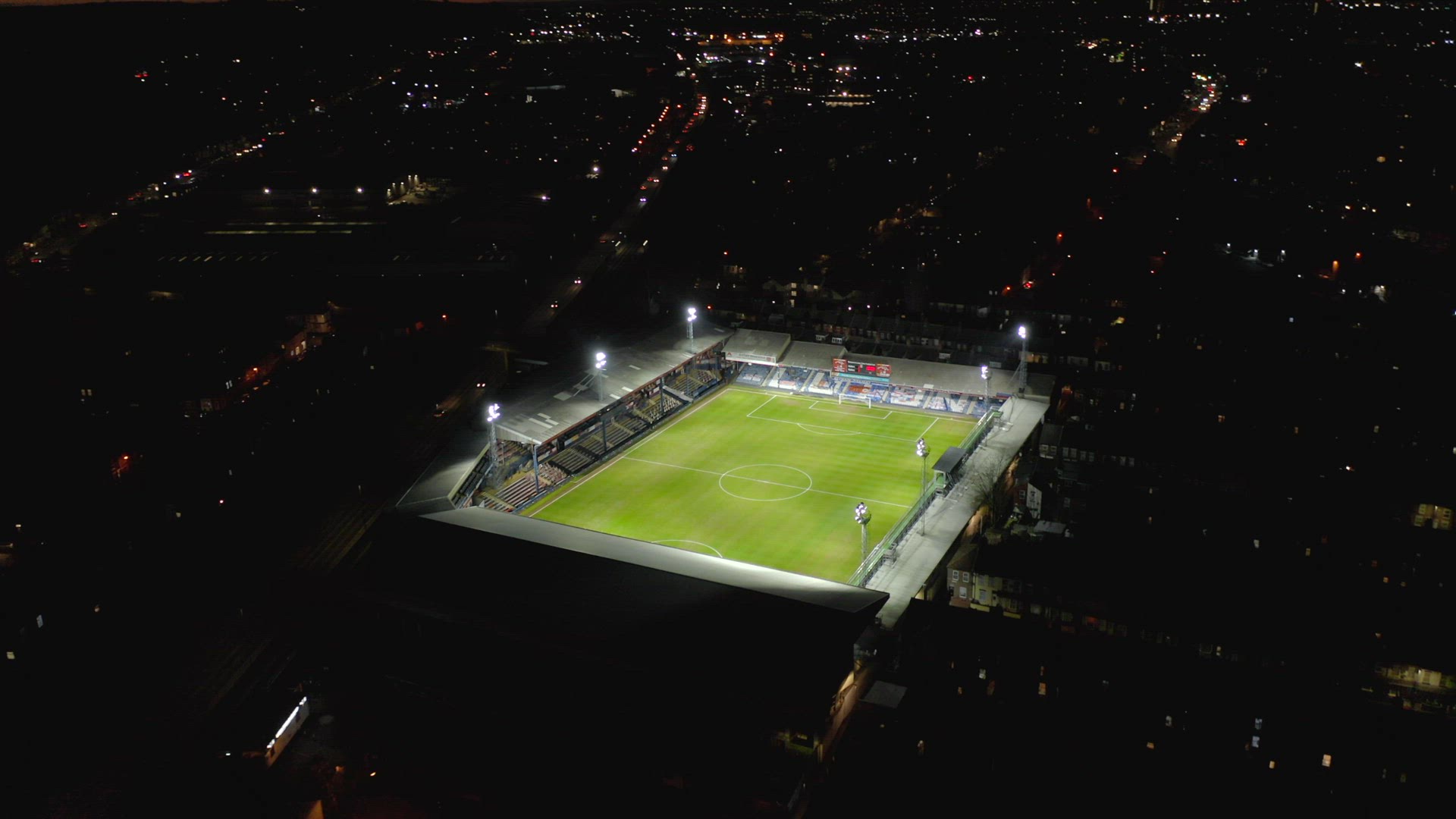 Luton Town Football Club Kenilworth Road Stadium at Night