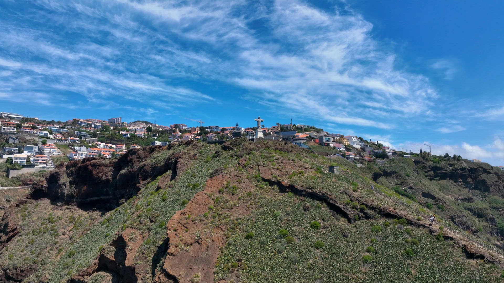 Christ Statue in Madeira on the Coast Atop a Hill