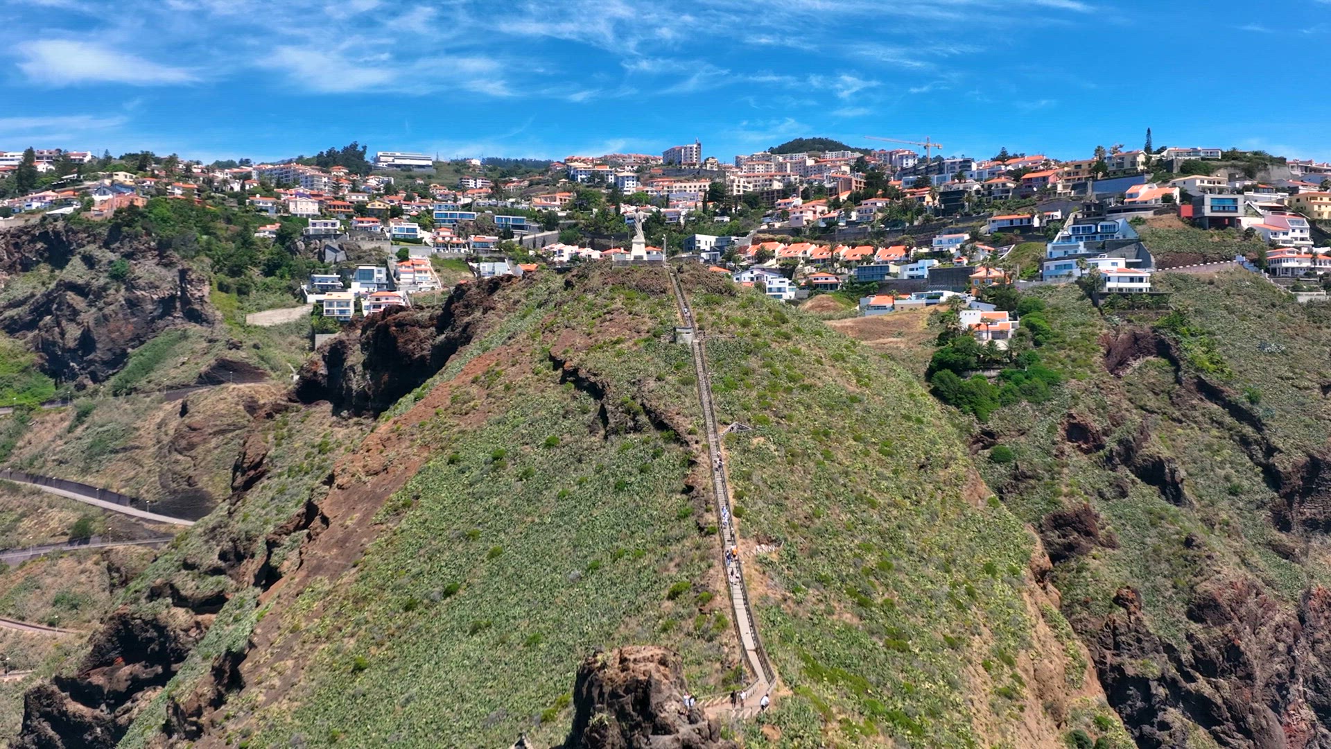 Christ Statue in Madeira on the Coast Atop a Hill