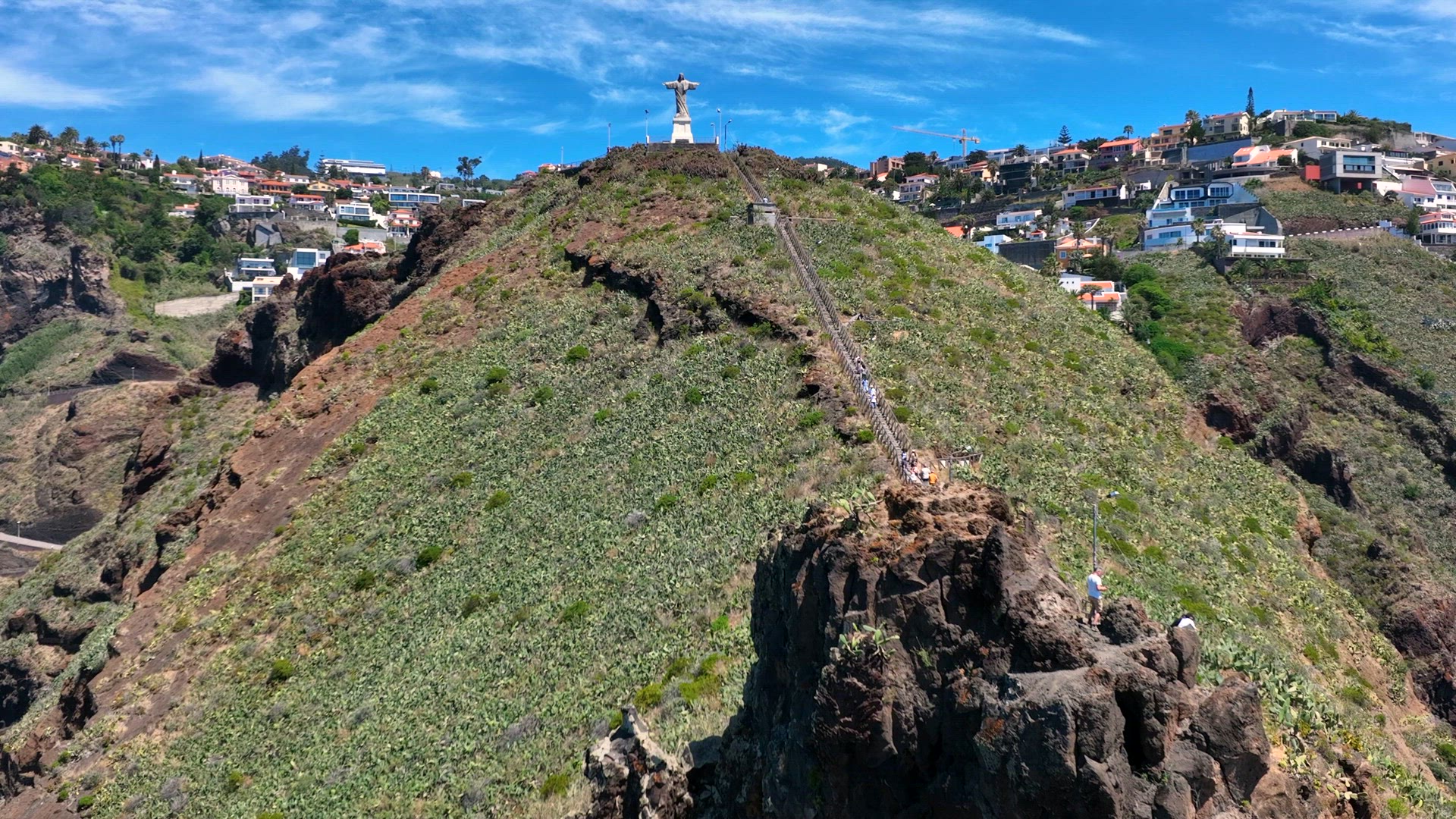 Jesus Christ Statue in Madeira on the Coast Atop a Hill