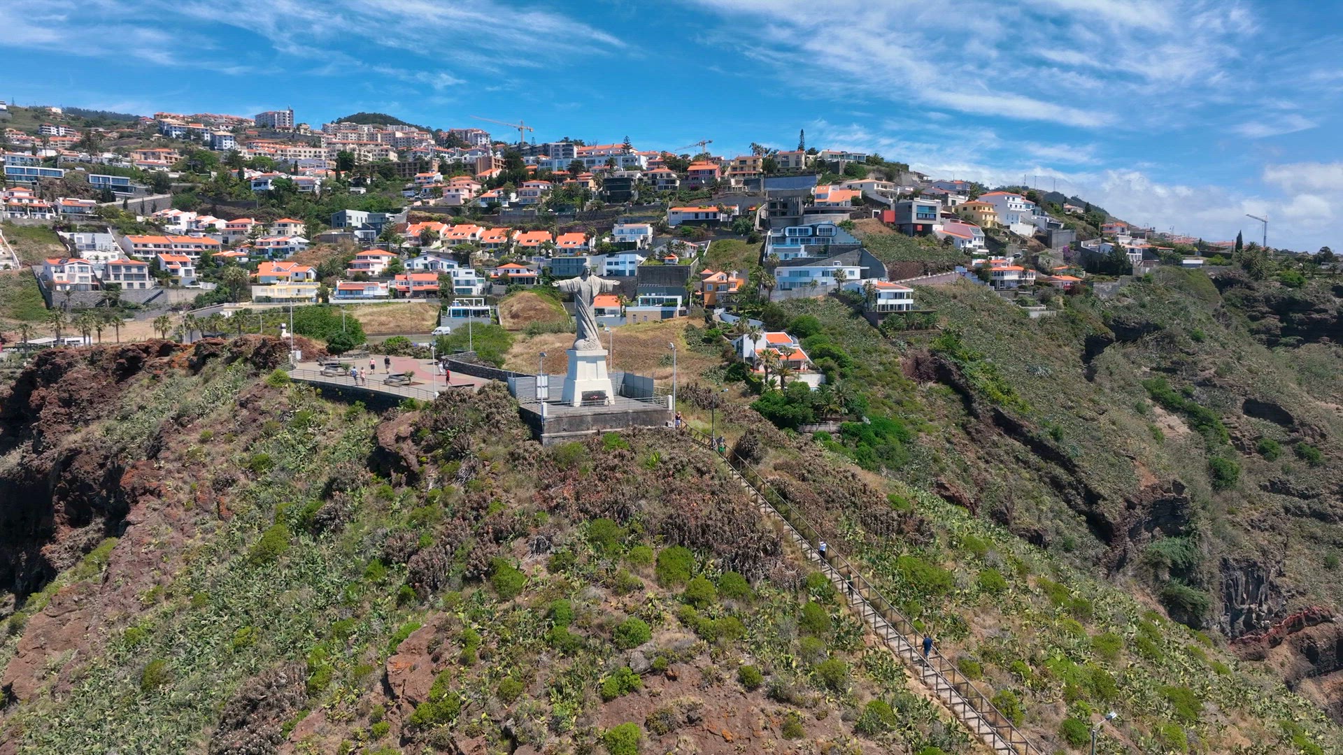 Christ Statue in Madeira on the Coast Atop a Hill
