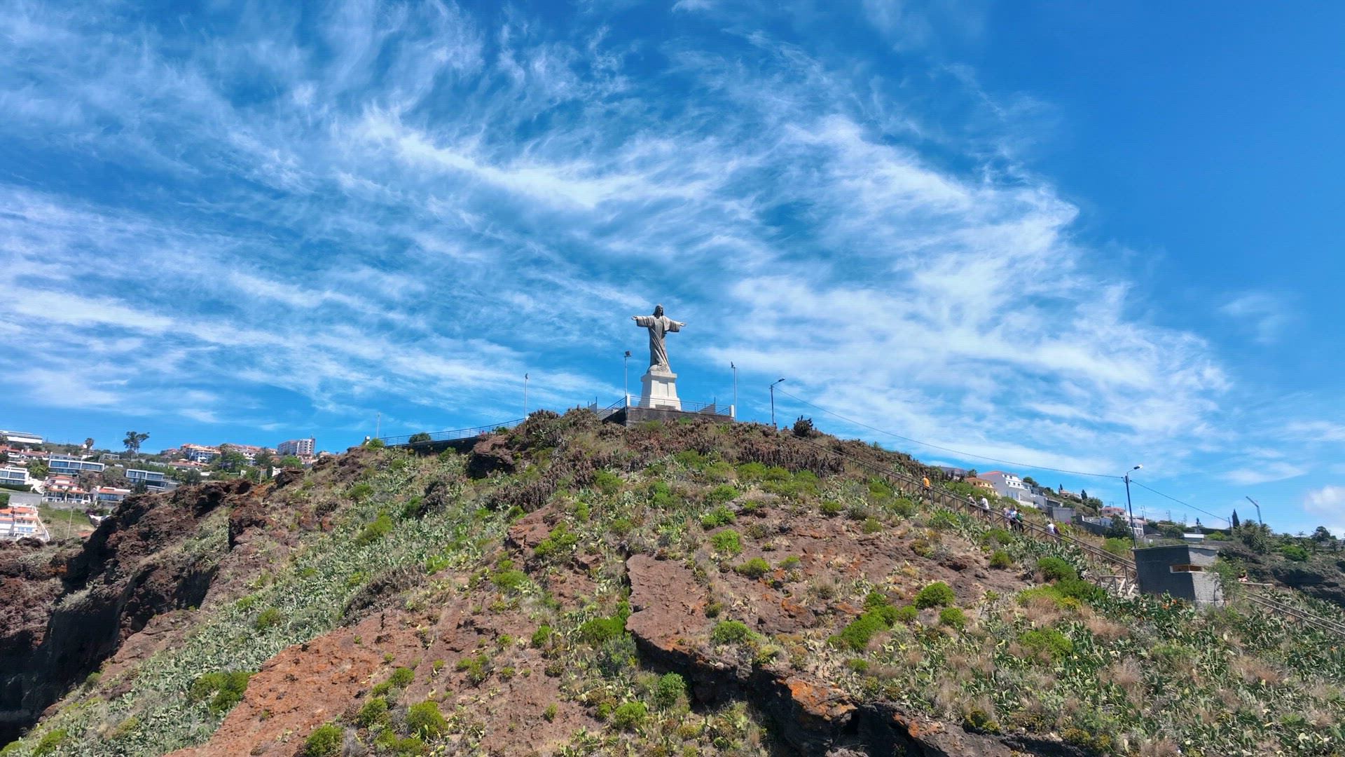 Jesus Christ Statue in Madeira on the Coast Atop a Hill