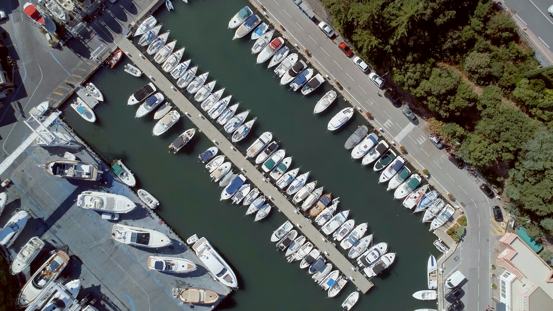 Bird's Eye View of a Yacht and Boat Marina