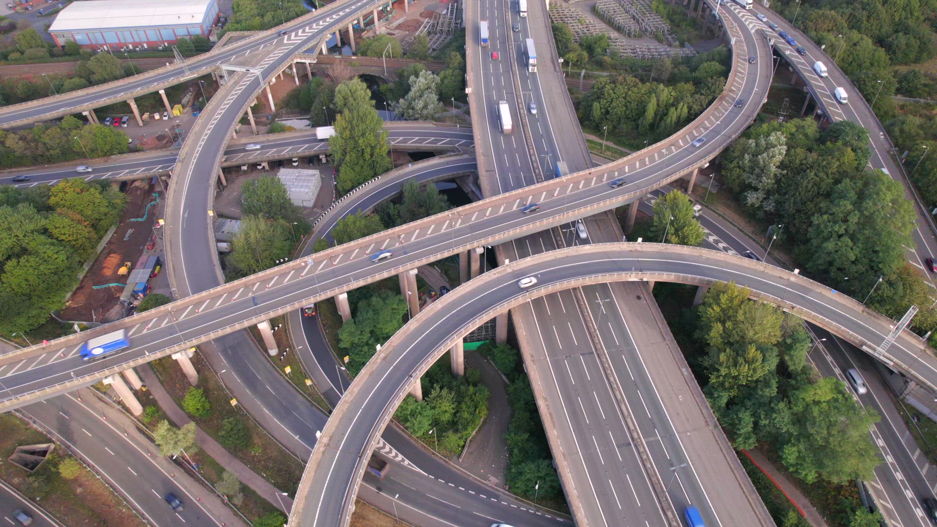 Time Lapse of Vehicles Driving on a Spaghetti Interchange Aerial View