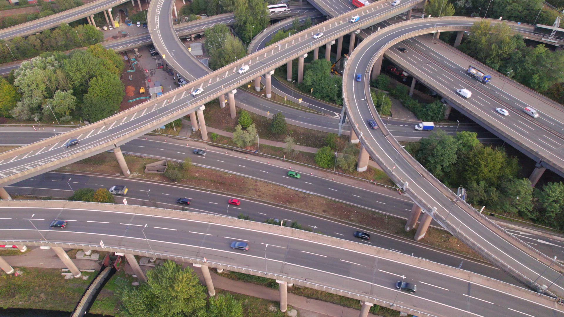Time Lapse of Vehicles Driving on a Spaghetti Interchange Aerial View