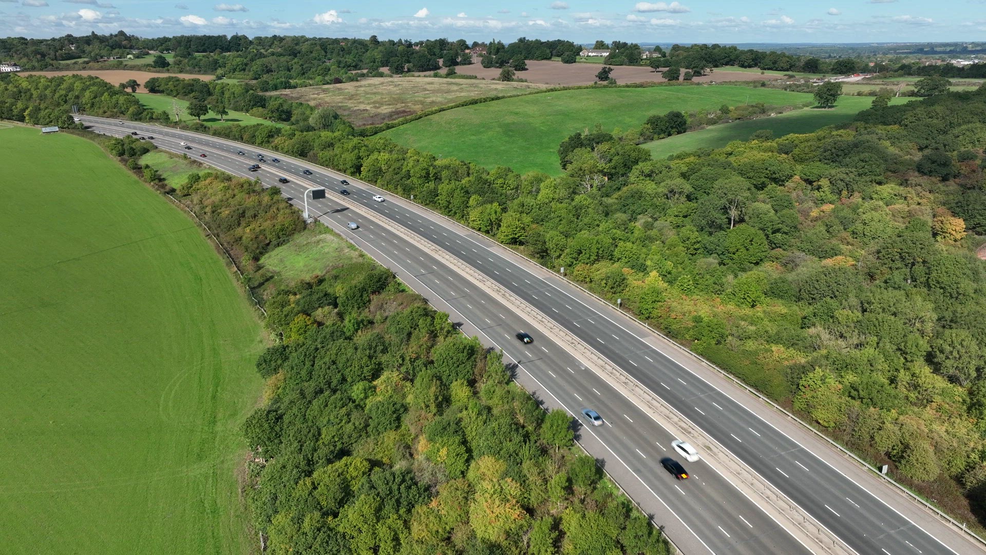 The M1 Motorway Near London in the Summer Aerial View