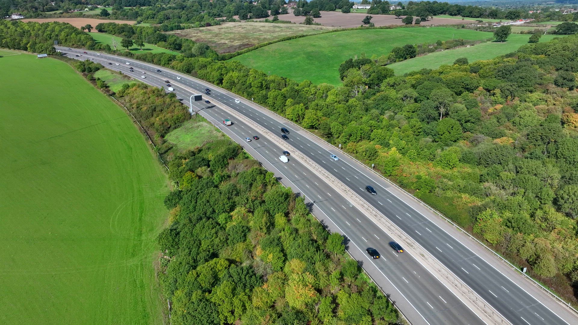 The M1 Motorway Near London in the Summer Aerial View