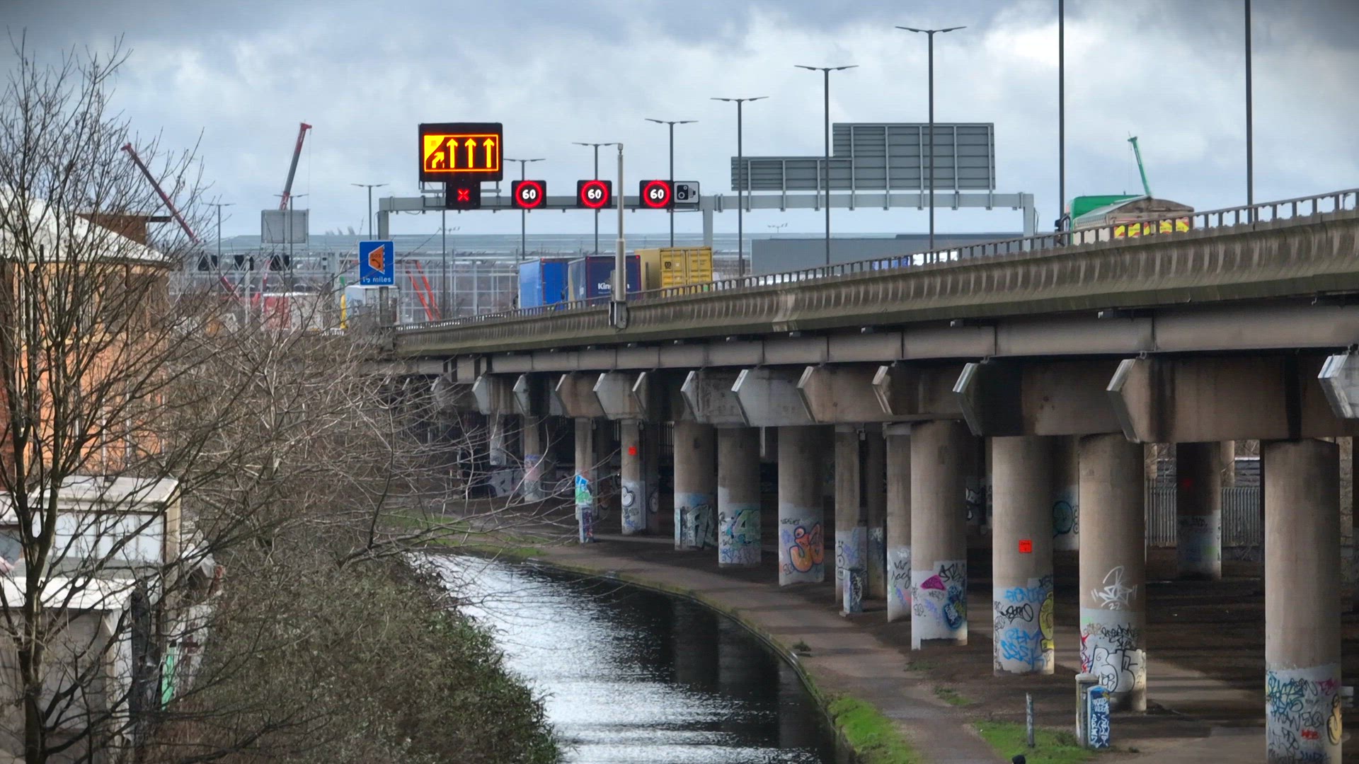 Vehicles on a Motorway During Rush Hour