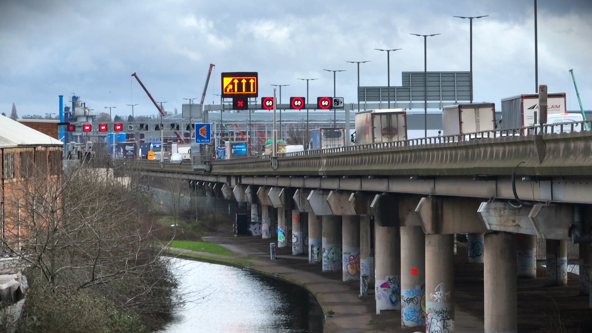 Vehicles on a Motorway During Rush Hour
