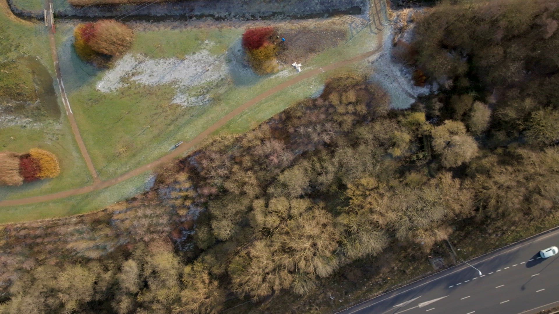 Lorries, Cars and Vehicles Driving on a UK Motorway Aerial View